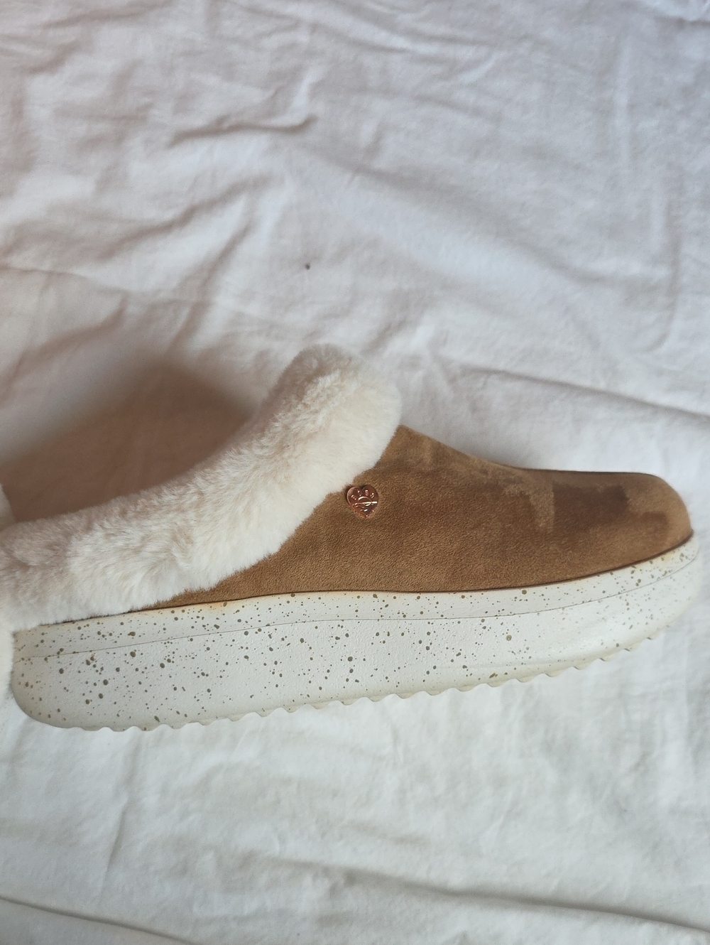 Bobs From Skechers Cozy Tan Shearling-Lined Slip-On Clog